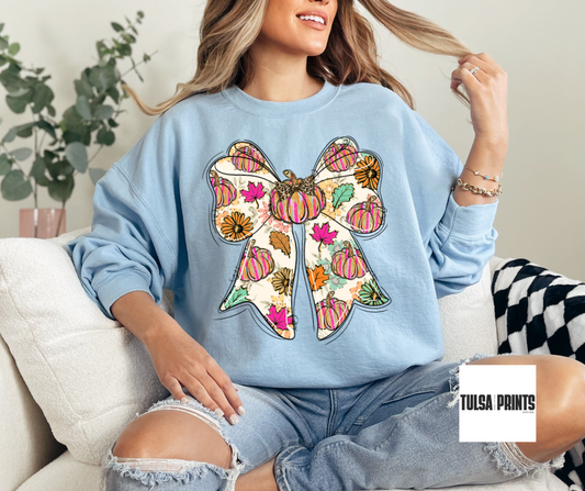 DTF FLORAL FALL PUMPKIN BOW TRANSFER