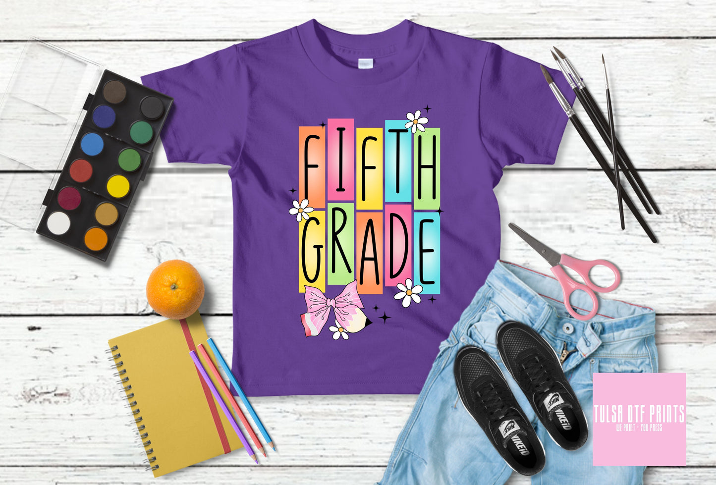 DTF COLORFUL LETTER BLOCKS BACK TO SCHOOL (PRE-K TO FIFTH GRADE AVAIL.) TRANSFER