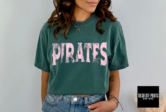 DTF PIRATES PINK GRUNGE MASCOT TRANSFER