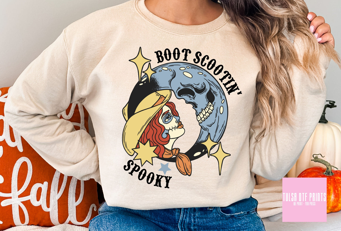 DTF BOOT SCOOTIN' SPOOKY RETRO TRANSFER
