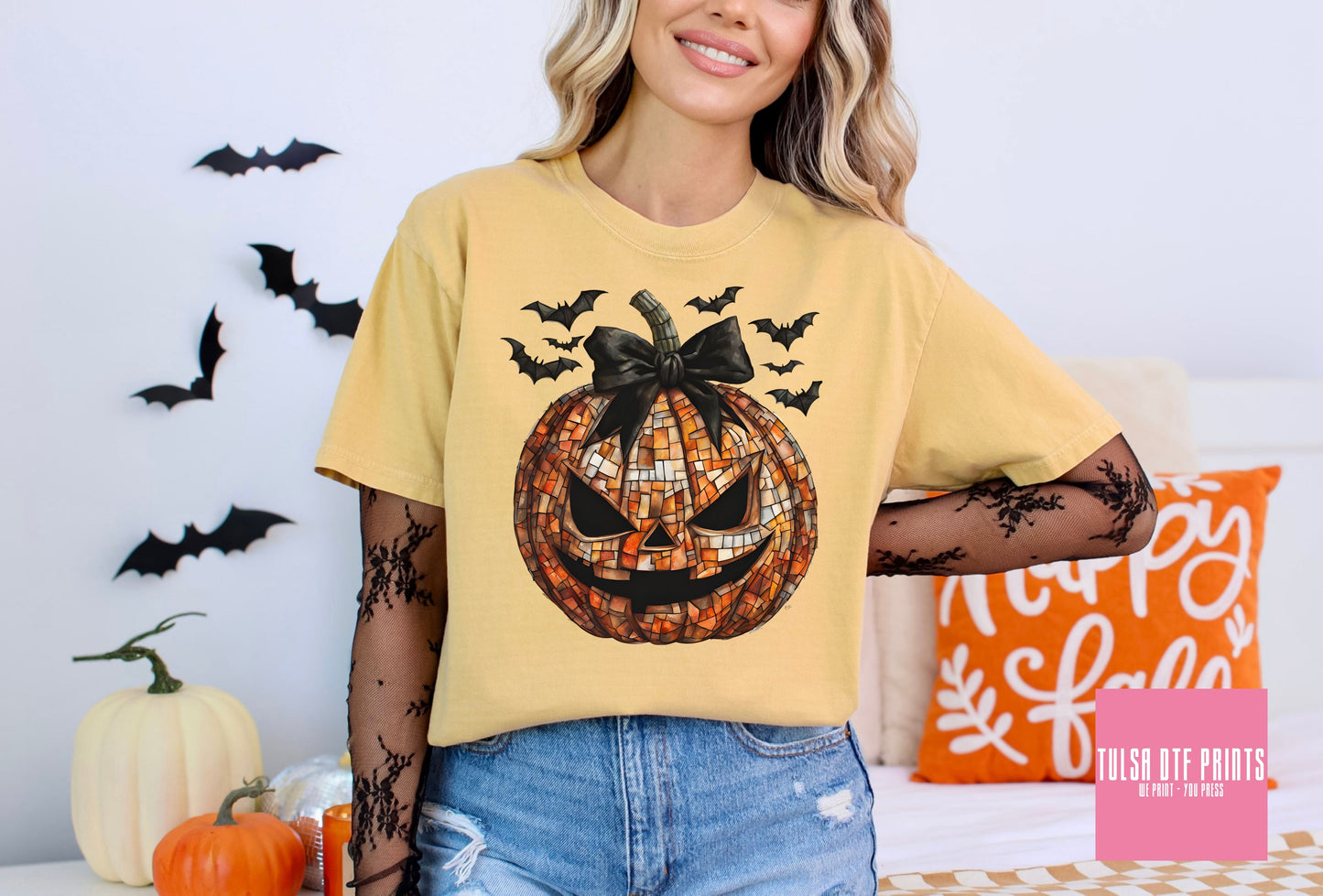 DTF SPOOKY DISCO BALL PUMPKIN TRANSFER