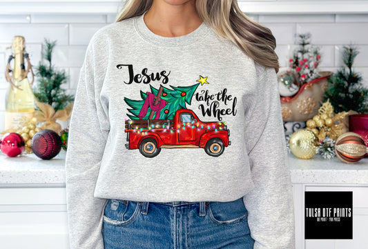 DTF JESUS TAKE THE WHEEL CHRISTMAS TRANSFER
