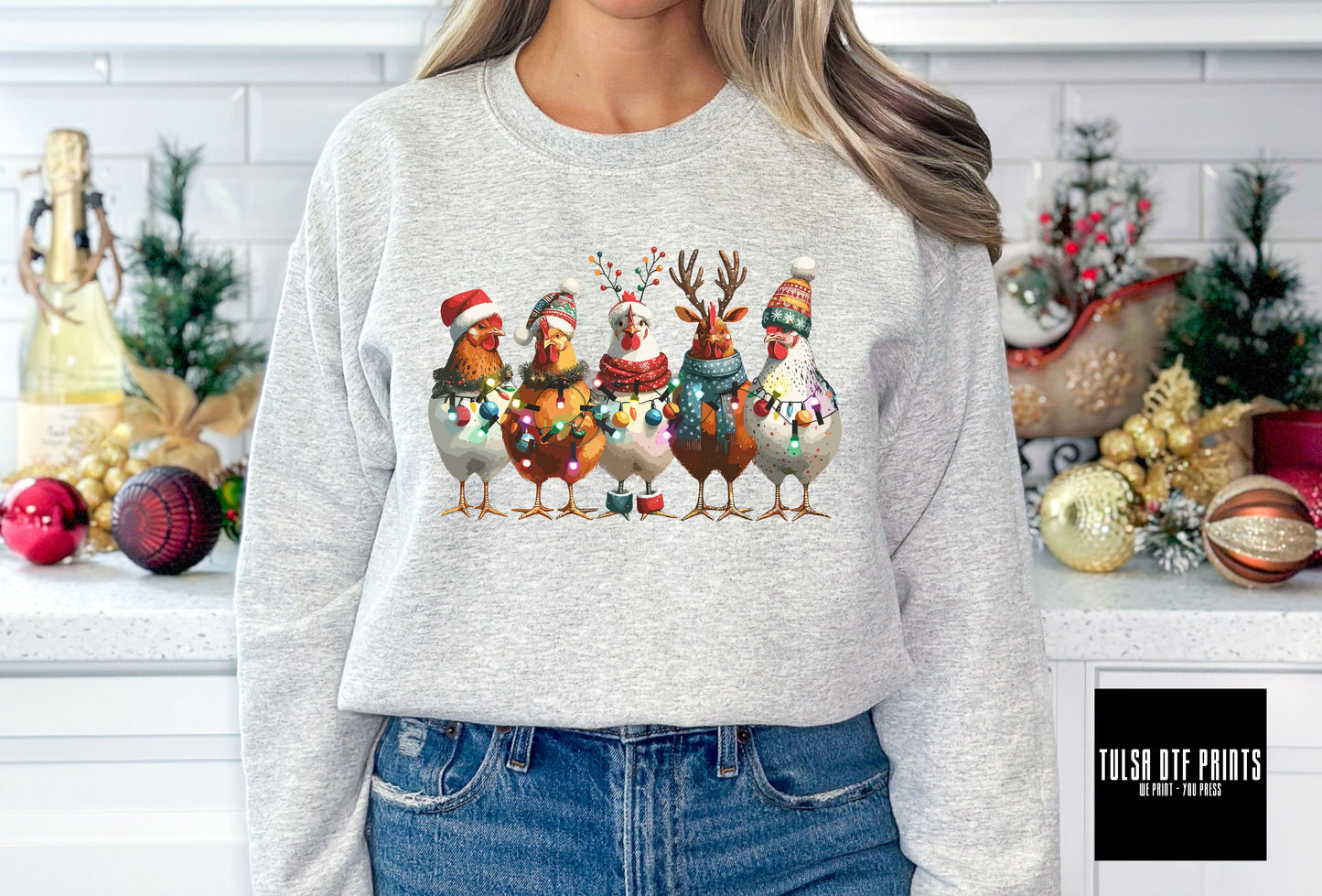 DTF CHRISTMAS FESTIVE CHICKENS TRANSFER