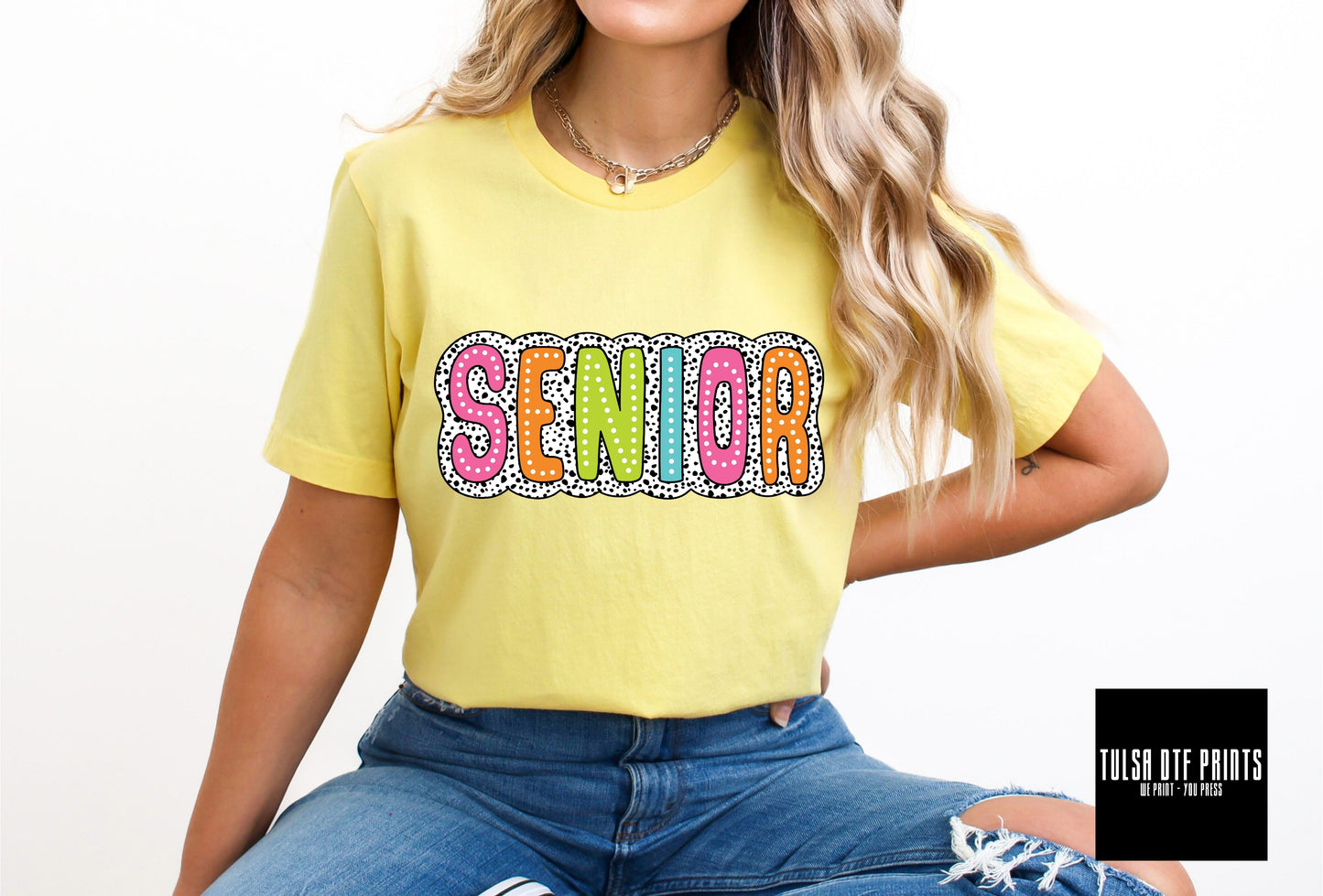 DTF SENIOR NEON DALMATIAN PRINTS TRANSFER