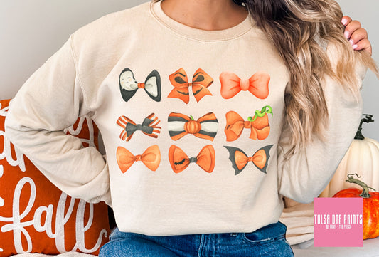 DTF BAT-SHAPED HALLOWEEN BOWS TRANSFER