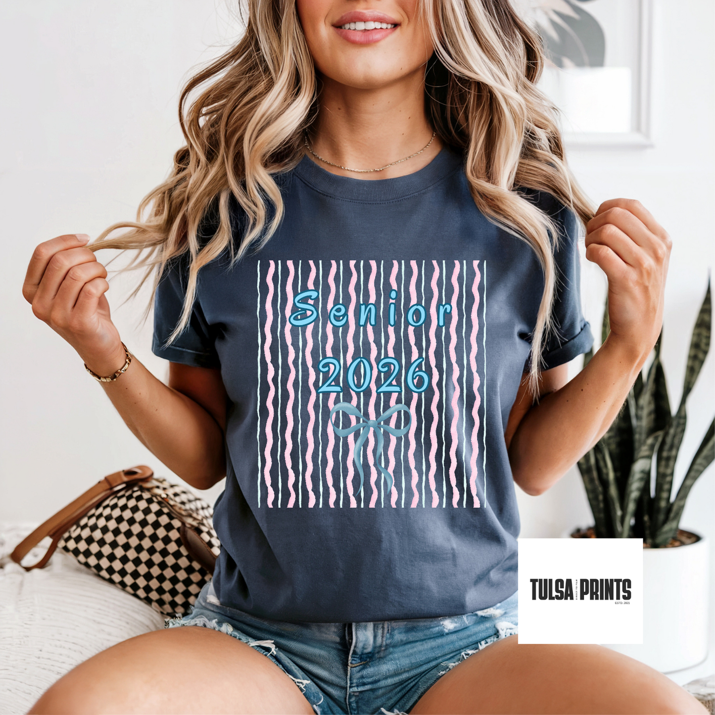 DTF SENIOR 2026 STRIPED BOW TRANSFER