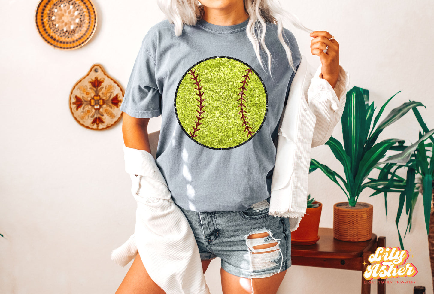 DTF SPORTS BALLS FAUX SEQUIN TRANSFER