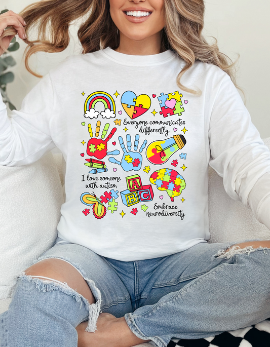 DTF COLORFUL AUTISM COLLAGE TRANSFER