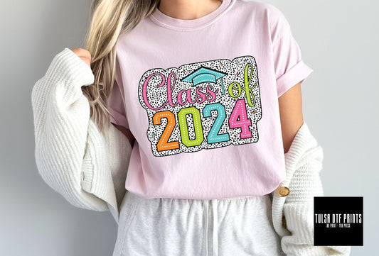 DTF CLASS OF 2024 NEON DALMATIAN PRINTS TRANSFER