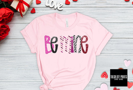 DTF BE MINE FAUX EMBROIDERY SEQUIN TRANSFER