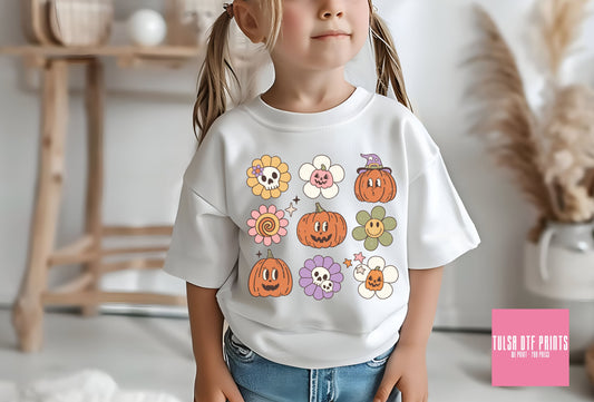 DTF HALLOWEEN PUMPKINS & FLOWERS COLLAGE TRANSFER