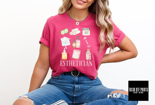 DTF ESTHETICIAN WATERCOLOR COLLAGE TRANSFER