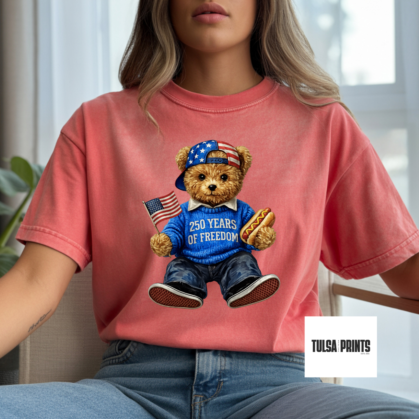 DTF 250 YEARS OF FREEDOM BEAR TRANSFER