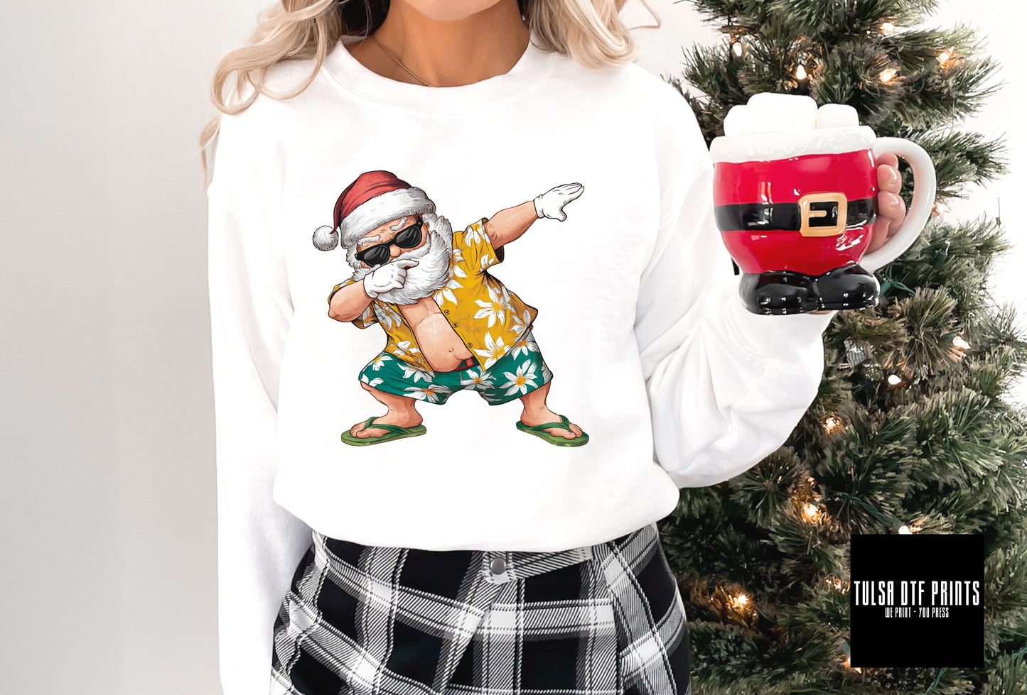 DTF SANTA DAB CHRISTMAS IN JULY TRANSFER