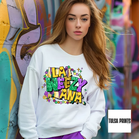 DTF LA WEEZY ANA MARDI GRAS FAUX SEQUIN TRANSFER