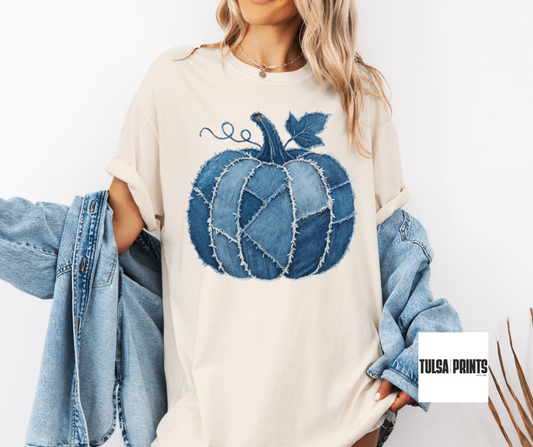 DTF DENIM PATCHWORK PUMPKIN TRANSFER