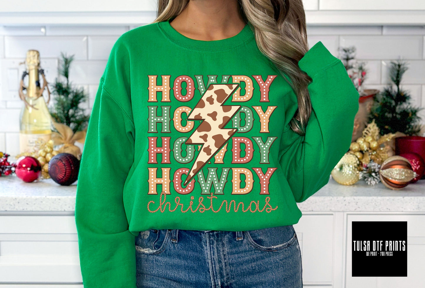 DTF HOWDY CHRISTMAS STACKED W/ LB TRANSFER