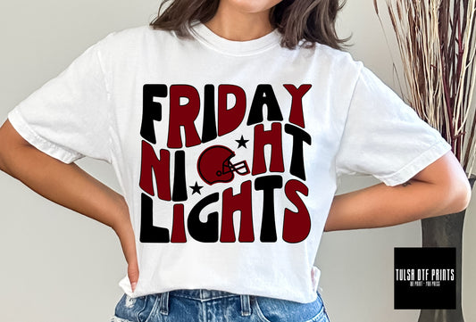 DTF FRIDAY NIGHT LIGHTS MAROON/BLACK TRANSFER