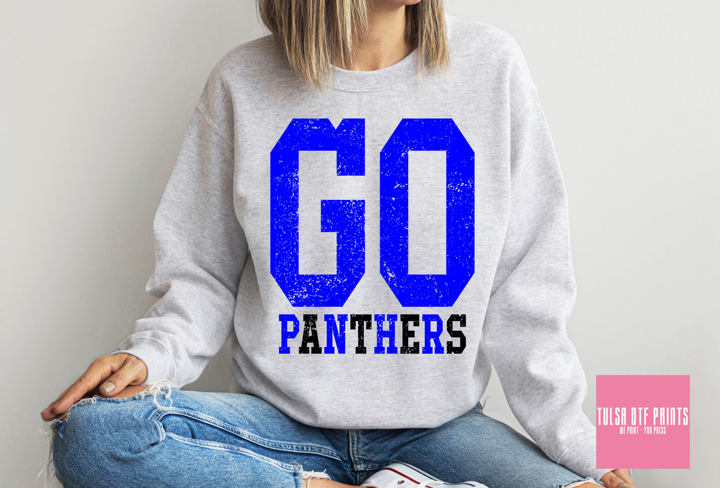 DTF GO PANTHERS BLUE/BLK GAME DAY TRANSFER