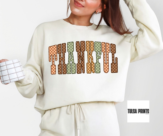 DTF THANKFUL GINGHAM TEXT TRANSFER