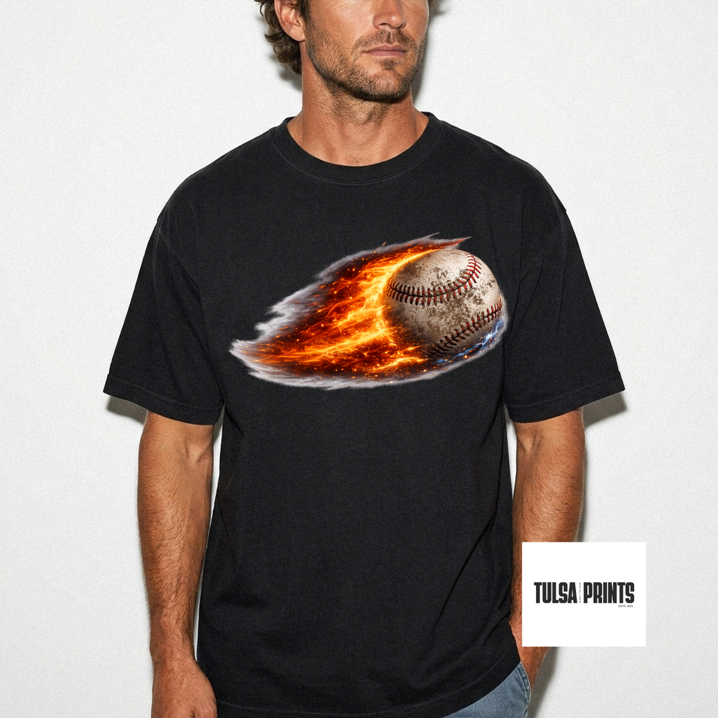 DTF SPORTS W/ FLAMES (3 SPORTS AVAIL.) TRANSFER