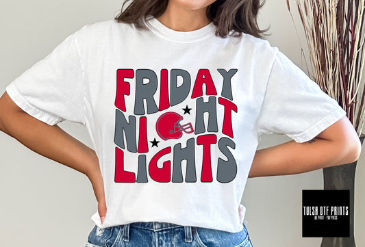 DTF FRIDAY NIGHT LIGHTS RED/GRAY TRANSFER