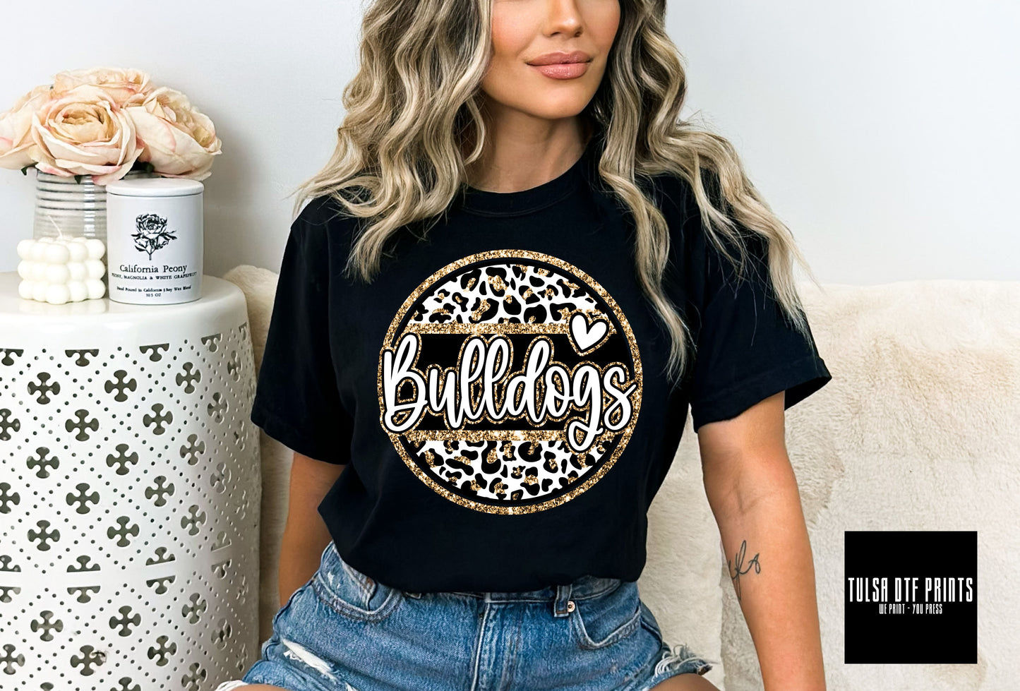 DTF BULLDOGS LEO GOLD GLITTER TRANSFER