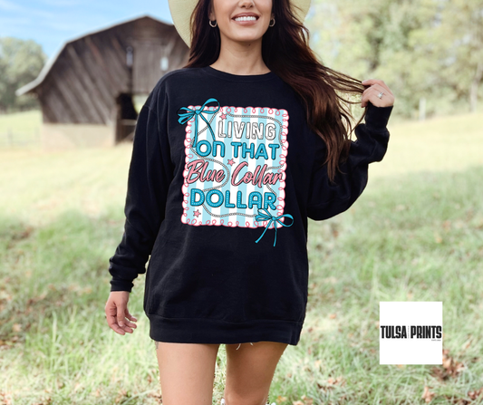 DTF PREPPY BLUE COLLAR DOLLAR TRANSFER