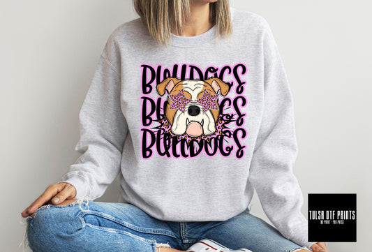 DTF BULLDOGS STACKED TEXT PREPPY PURPLE TRANSFER