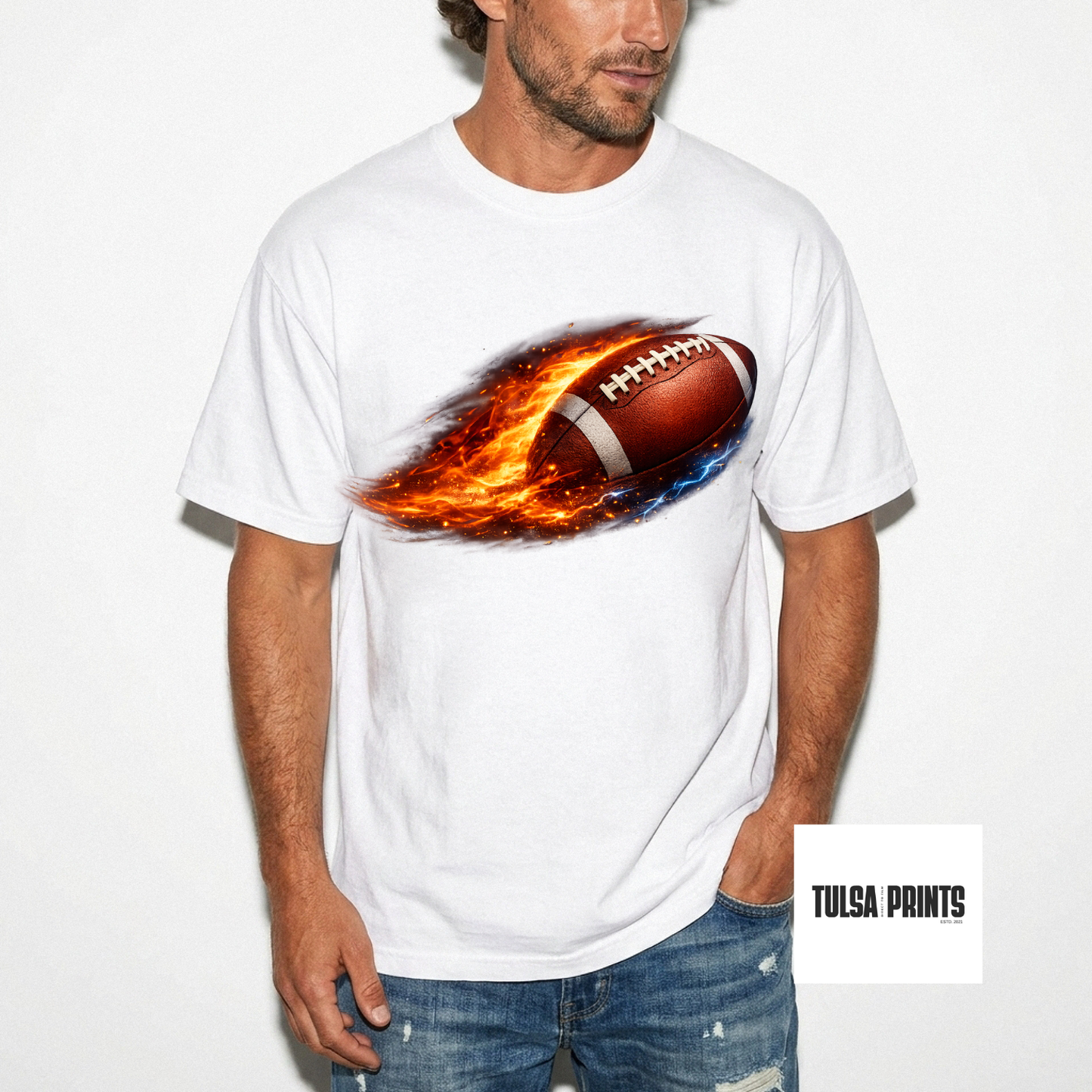 DTF SPORTS W/ FLAMES (3 SPORTS AVAIL.) TRANSFER