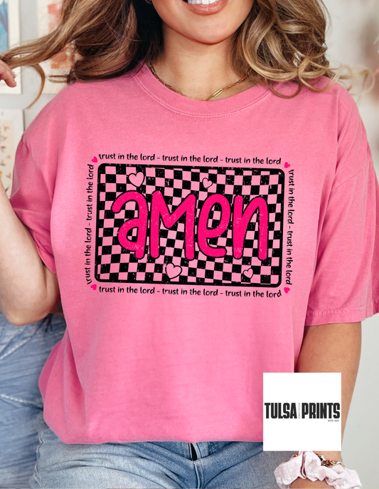 DTF BLACK/WHITE CHECKERED AMEN TRANSFER