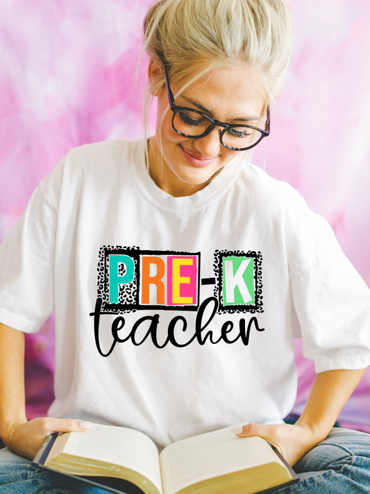 DTF PRE-K TEACHER FUN LEOPARD PRINT TRANSFER