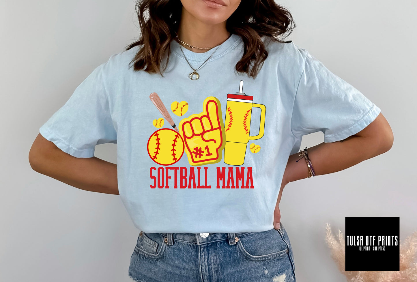 DTF SOFTBALL MAMA TUMBLER CUP TRANSFER