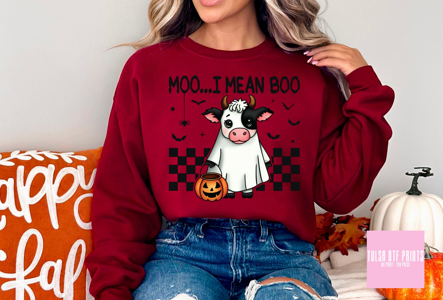DTF MOO... I MEAN BOO HALLOWEEN COW TRANSFER