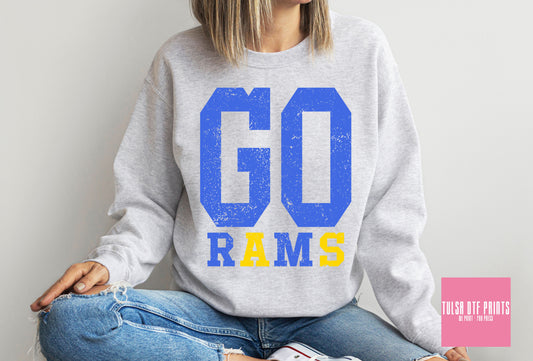 DTF GO RAMS ROYAL/YELLOW GAME DAY TRANSFER