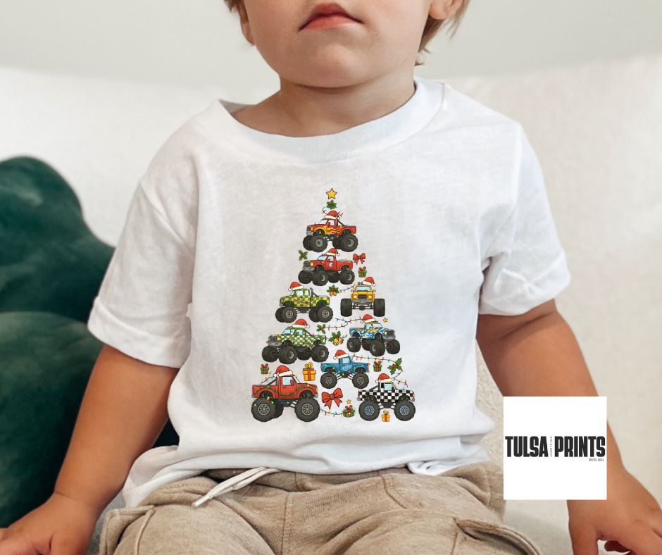 DTF CHRISTMAS MONSTER TRUCK TREE TRANSFER
