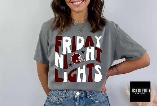 DTF FRIDAY NIGHT LIGHTS MAROON/WHITE TRANSFER