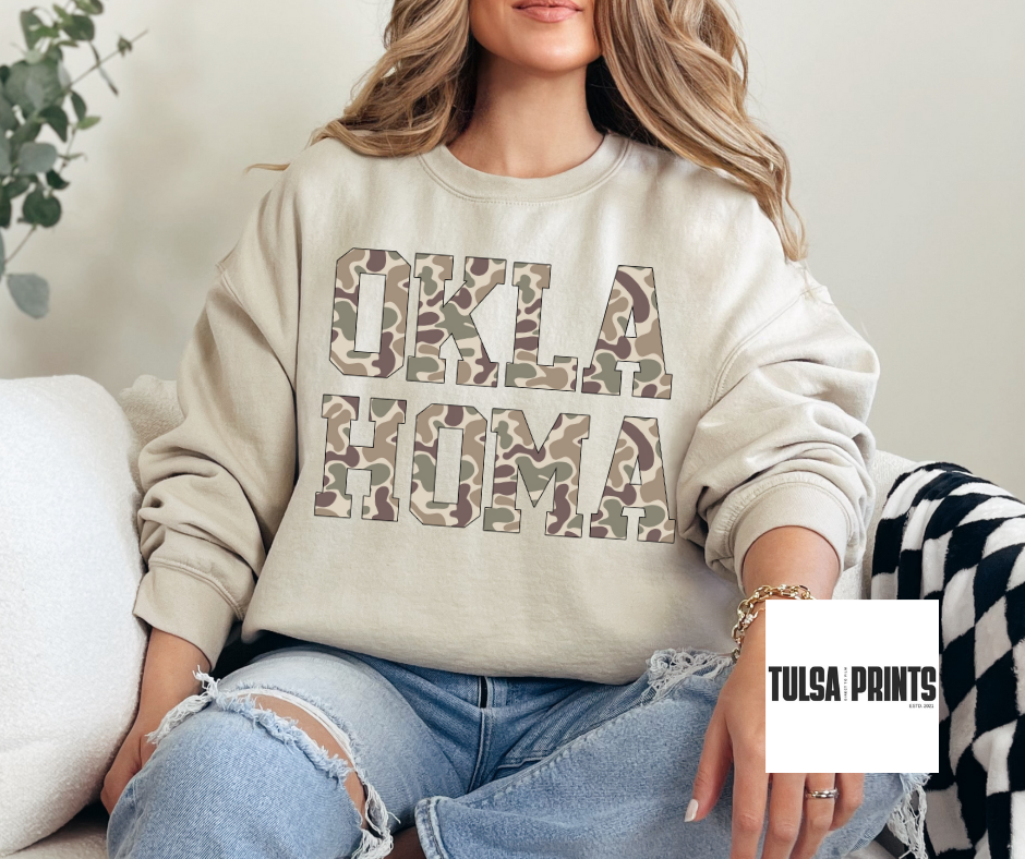 DTF OKLAHOMA STACKED CAMO TRANSFER