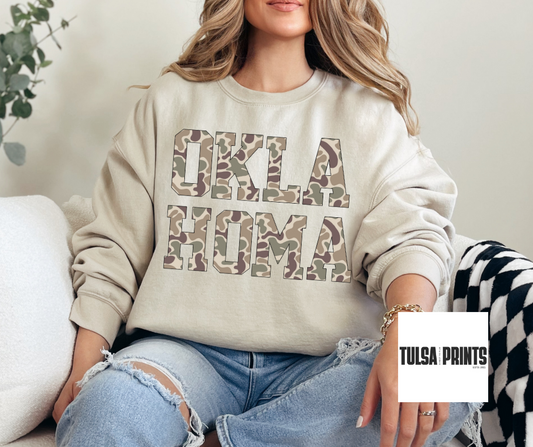 DTF OKLAHOMA STACKED CAMO TRANSFER