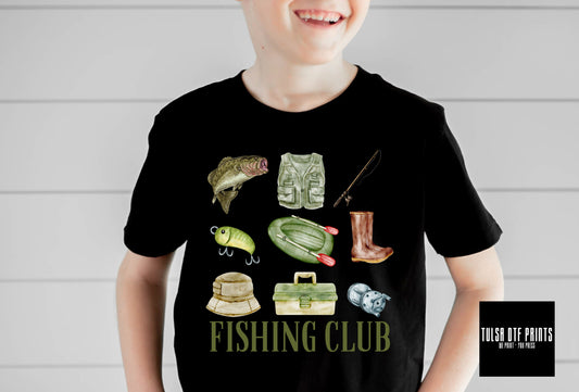 DTF FISHING CLUB WATERCOLOR COLLAGE TRANSFER