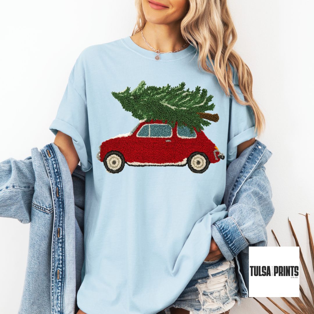 DTF BUGGY CHRISTMAS TREE FAUX LATCH HOOK TRANSFER (2 OPTIONS AVAIL.)