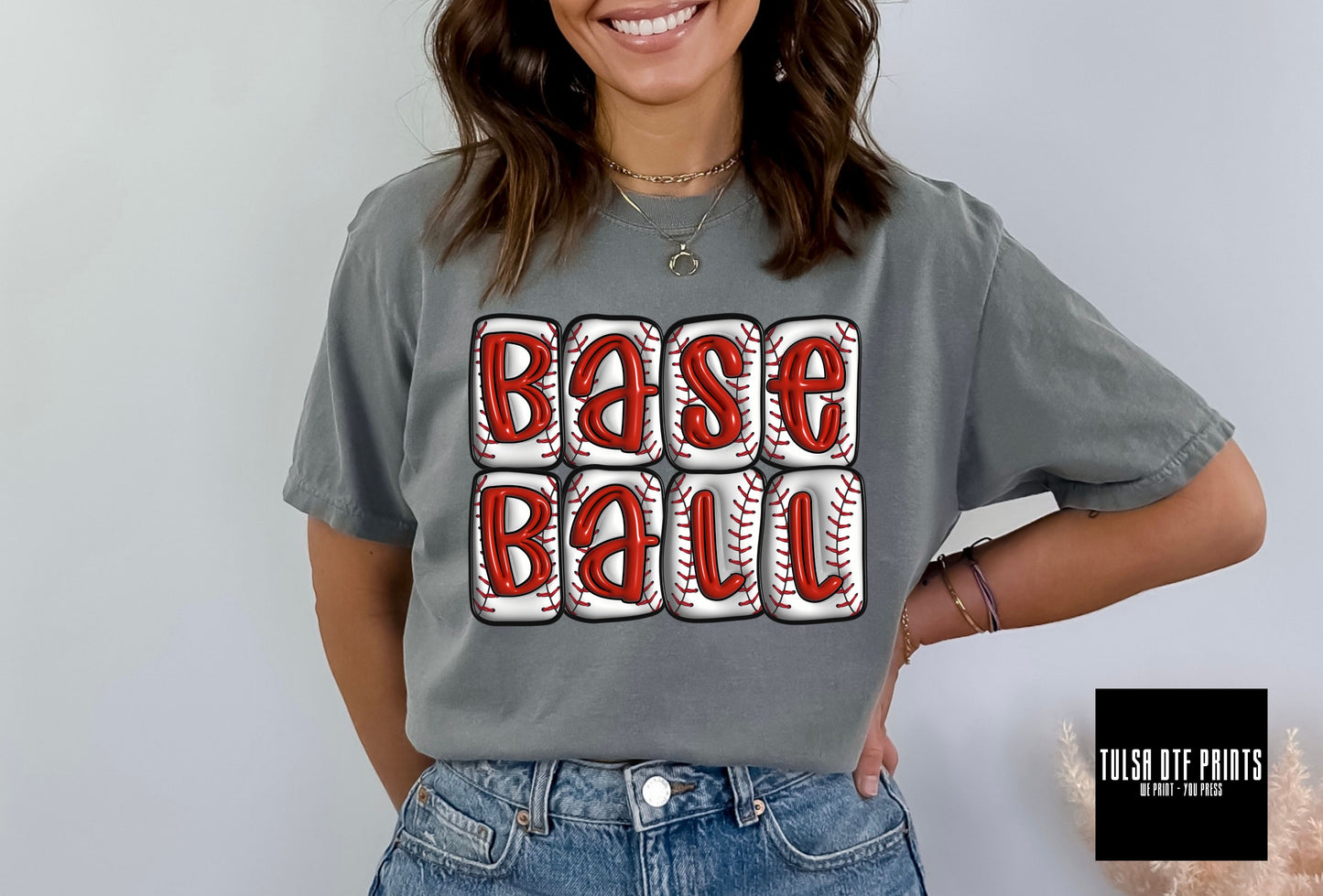 DTF BASEBALL 3D INFLATED LETTERS TRANSFER