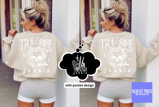 DTF TRUE CRIME JUNKIE WHITE W/ POCKET TRANSFER