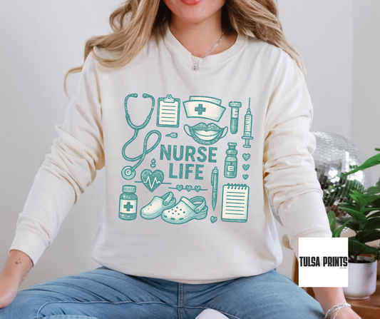 DTF GLITTER NURSE COLLAGE TRANSFER