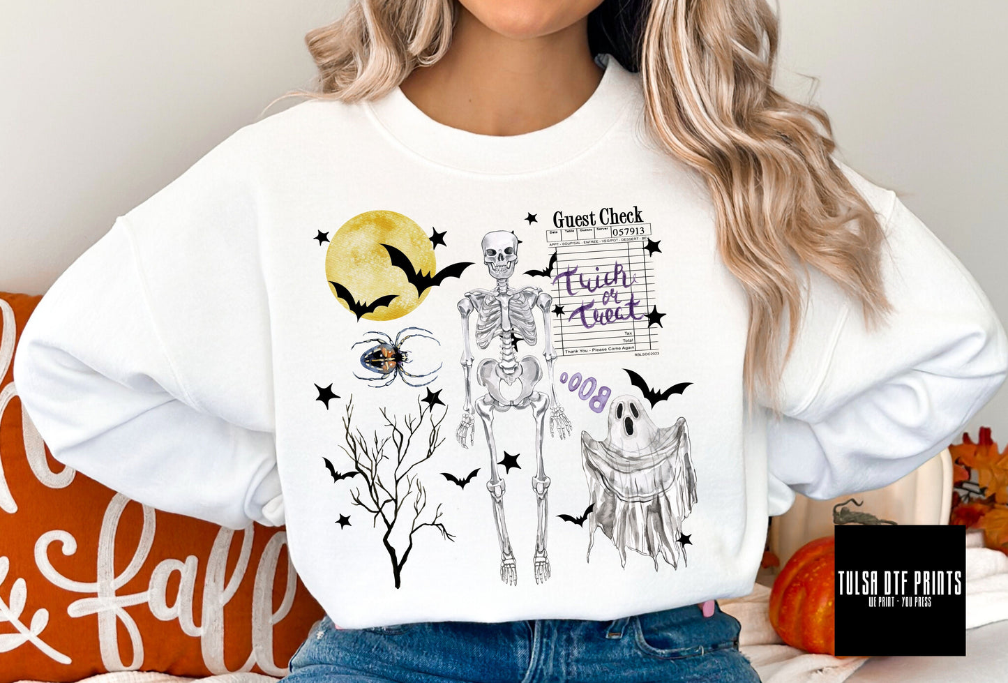 DTF BOO! SKELETON TRICK OR TREAT GUEST CHECK TRANSFER
