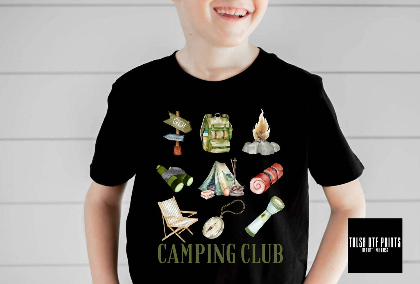 DTF CAMPING CLUB WATERCOLOR COLLAGE TRANSFER