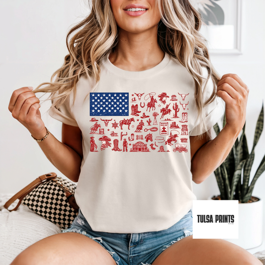 DTF COUNTRY WESTERN FLAG TRANSFER