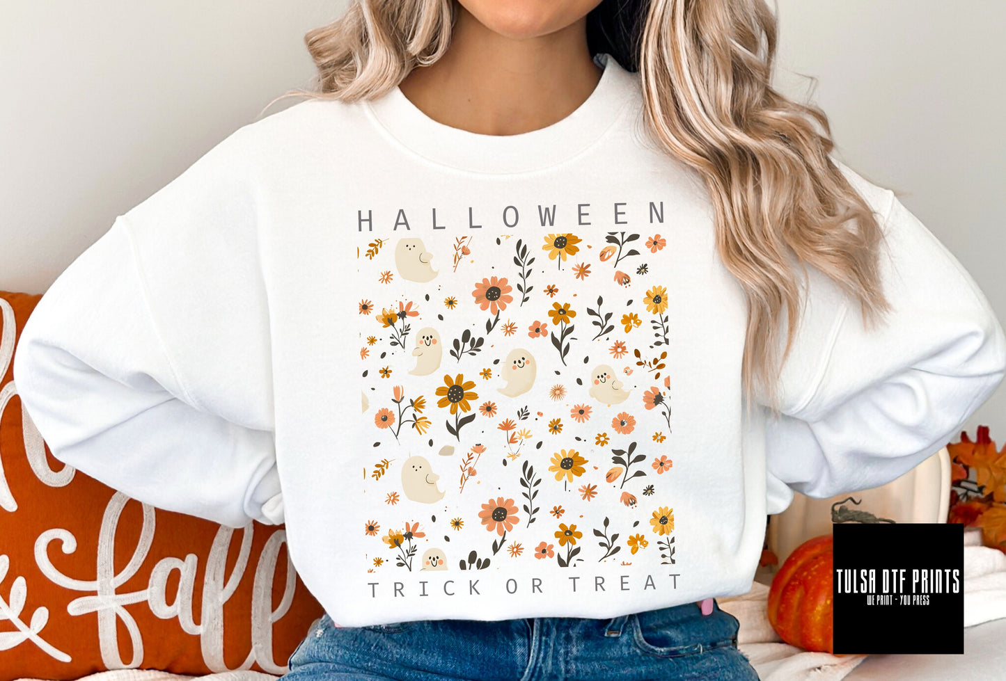 DTF FLORAL CUTE GHOSTS TRANSFER