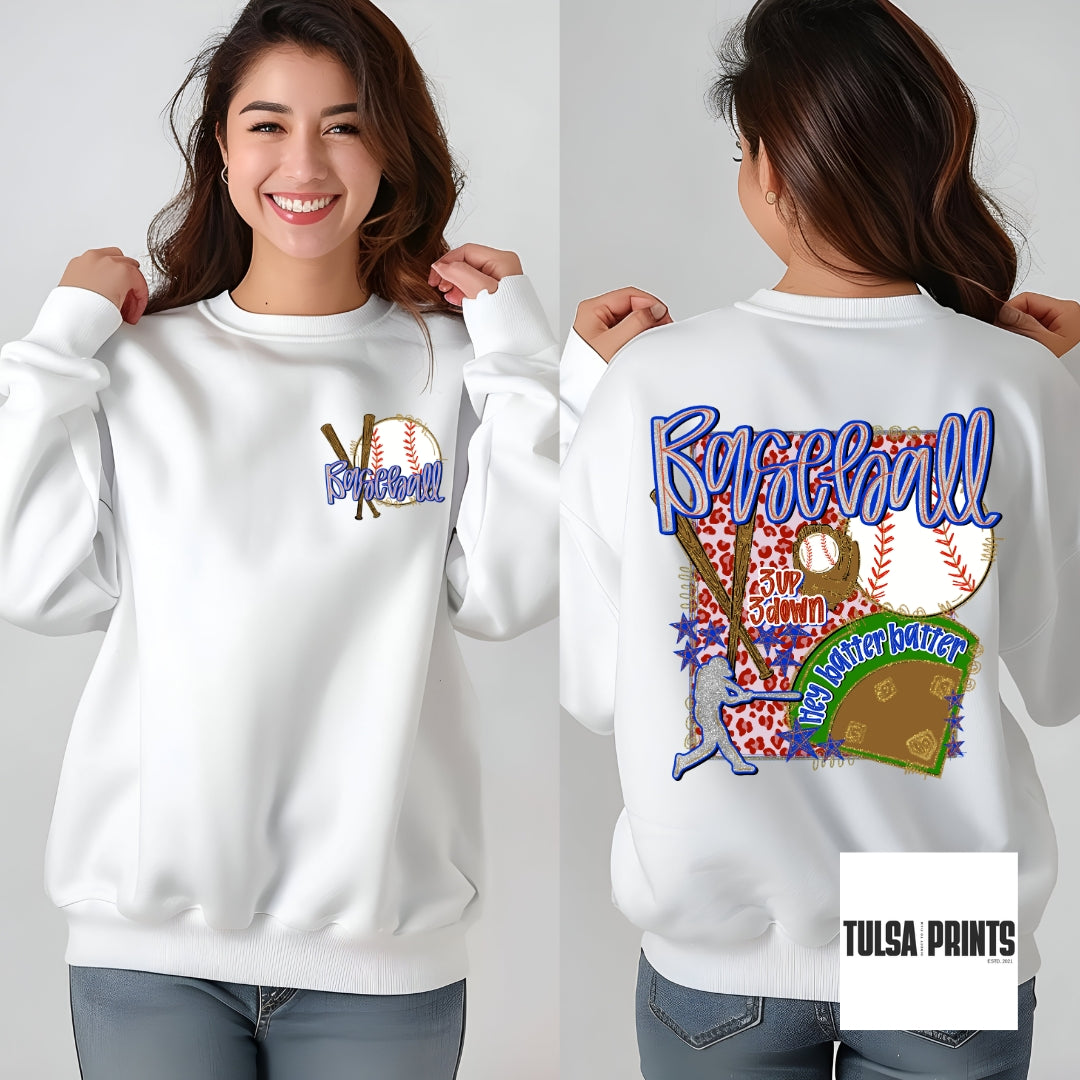 DTF BASEBALL PREPPY COLLAGE W/ POCKET TRANSFER