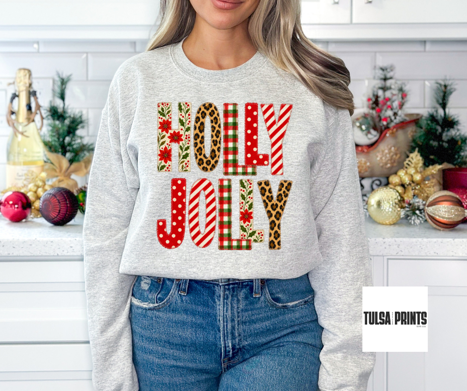 DTF HOLLY JOLLY PATTERN TRANSFER